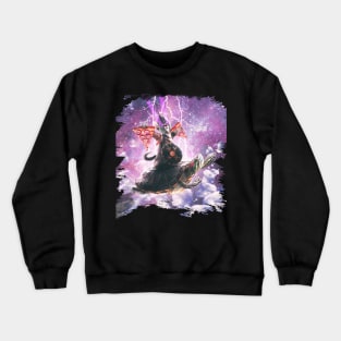 Lazer Warrior Space Cat Riding Turtle With Pizza Crewneck Sweatshirt